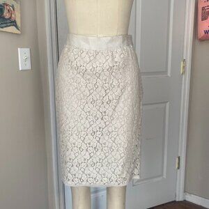THE LIMITED Cream Crochet Lace Slim Side-zipper Wiggle Pencil Skirt *SZ 2*